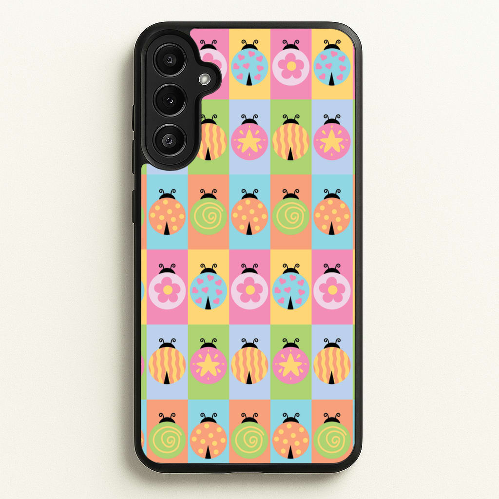 Cartoon Ladybugs Colourful Pattern - Patterns Phone Case for Galaxy A34