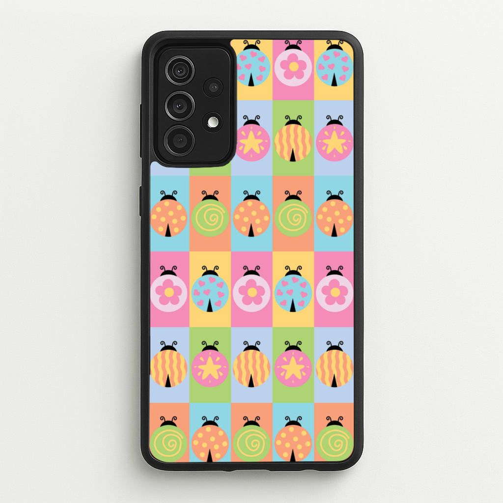 Cartoon Ladybugs Colourful Pattern - Patterns Phone Case for Galaxy A52 / A52s