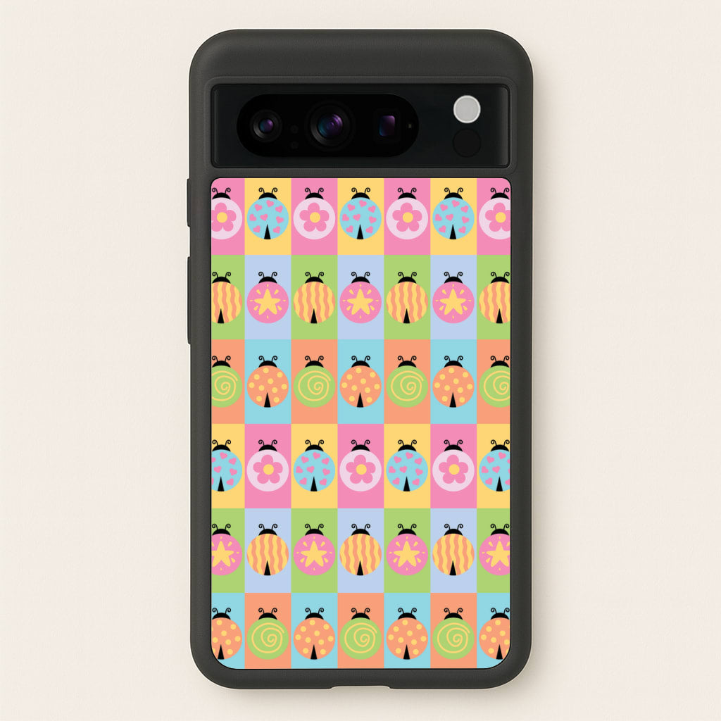 Cartoon Ladybugs Colourful Pattern - Patterns Phone Case for Google Pixel 8 Pro