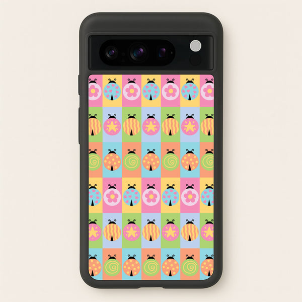 Cartoon Ladybugs Colourful Pattern - Patterns Phone Case for Google Pixel 8 Pro
