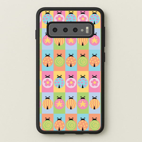 Cartoon Ladybugs Colourful Pattern - Patterns Phone Case for Galaxy S10 Plus