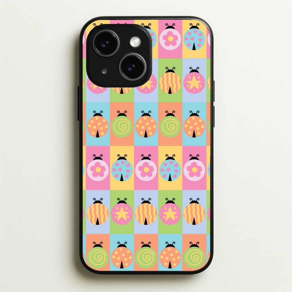 Cartoon Ladybugs Colourful Pattern - Patterns Phone Case for iPhone 14