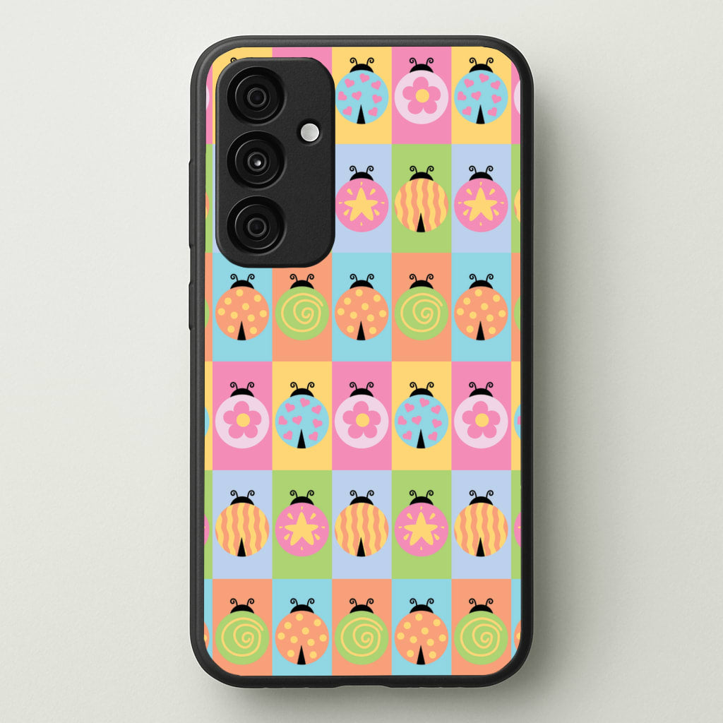 Cartoon Ladybugs Colourful Pattern - Patterns Phone Case for Galaxy A15