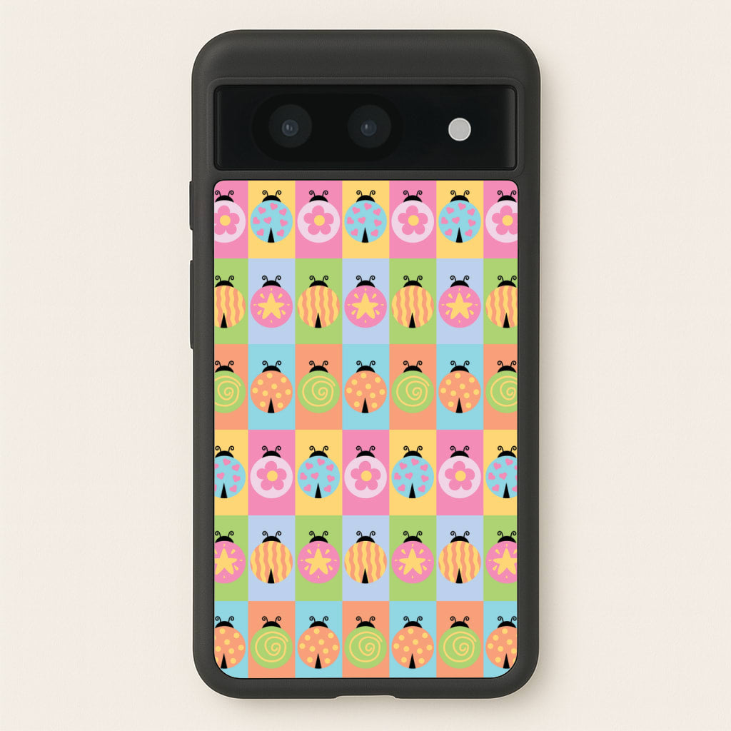 Cartoon Ladybugs Colourful Pattern - Patterns Phone Case for Google Pixel 8a