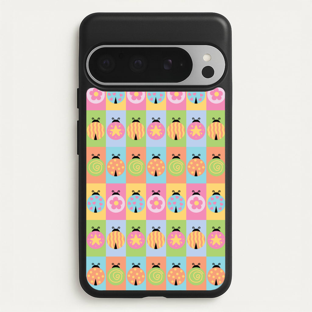 Cartoon Ladybugs Colourful Pattern - Patterns Phone Case for Google Pixel 9 Pro XL
