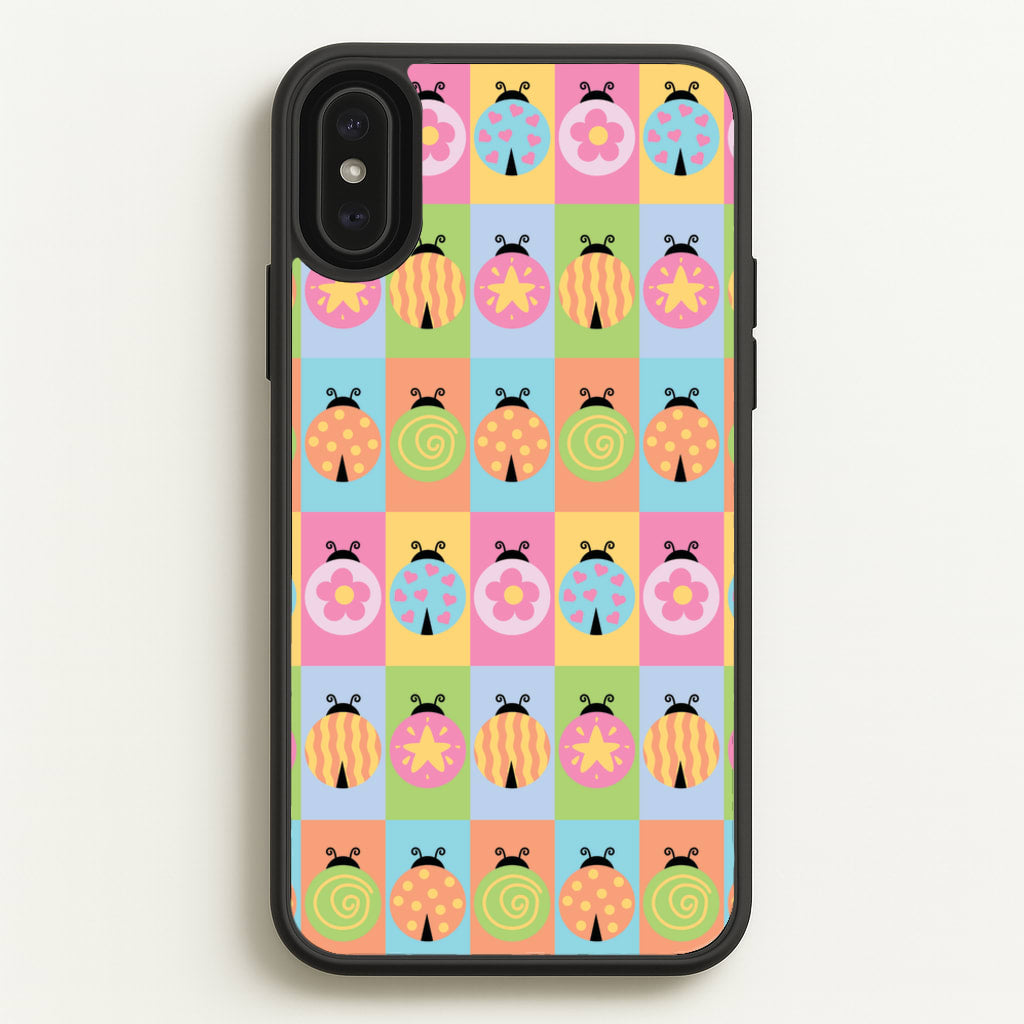 Cartoon Ladybugs Colourful Pattern - Patterns Phone Case for iPhone XS Max