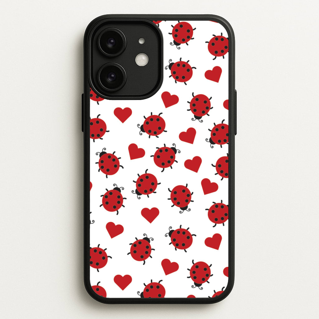 Ladybugs And Hearts Pattern - Patterns Phone Case for iPhone 11