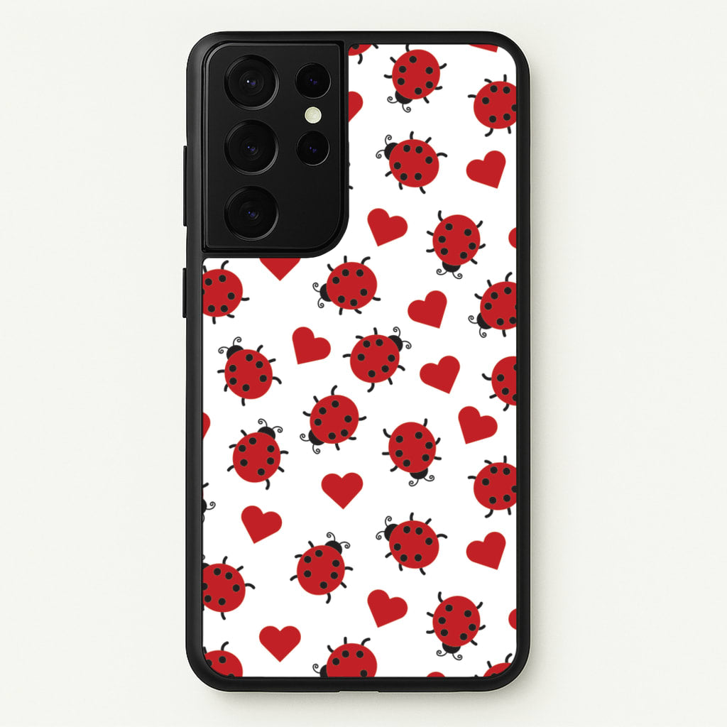Ladybugs And Hearts Pattern - Patterns Phone Case for Galaxy S21 Ultra