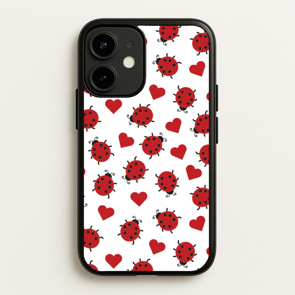 Ladybugs And Hearts Pattern - Patterns Phone Case for iPhone 12 Mini