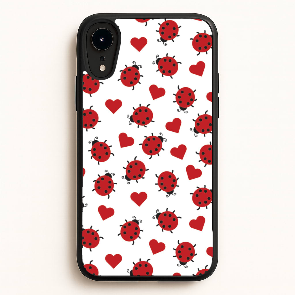 Ladybugs And Hearts Pattern - Patterns Phone Case for iPhone XR