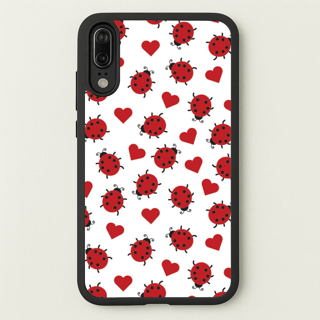 Ladybugs And Hearts Pattern - Patterns Phone Case for Huawei P20