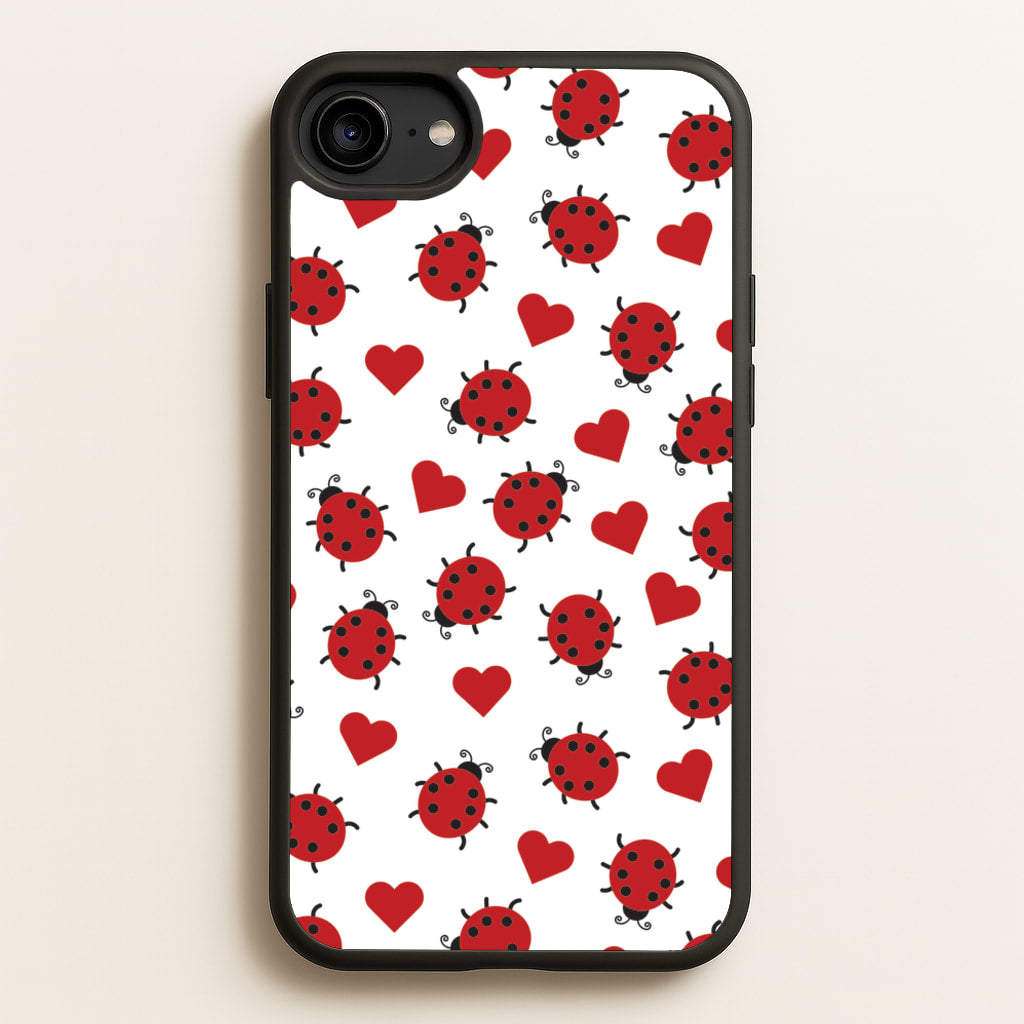 Ladybugs And Hearts Pattern - Patterns Phone Case for iPhone 6 / 7 / 8 / SE