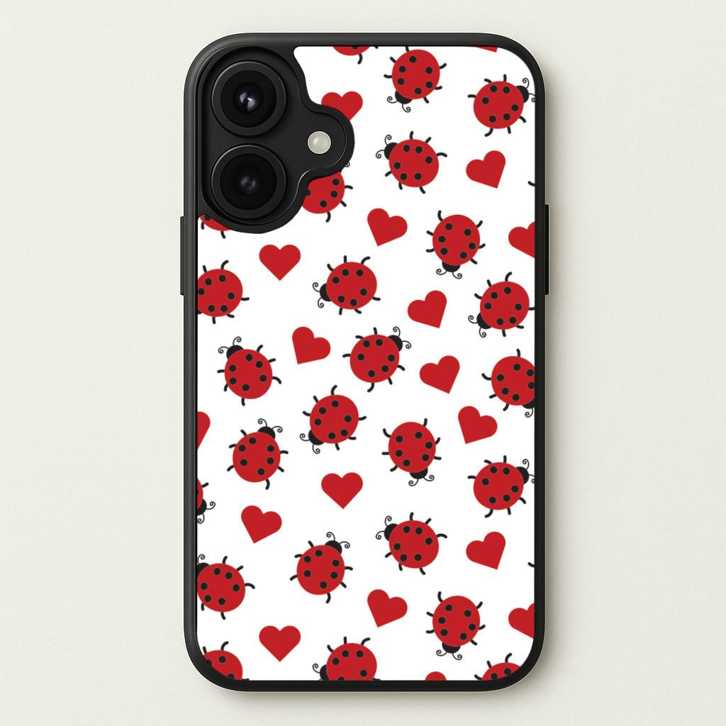 Ladybugs And Hearts Pattern Phone Case for iPhone 17