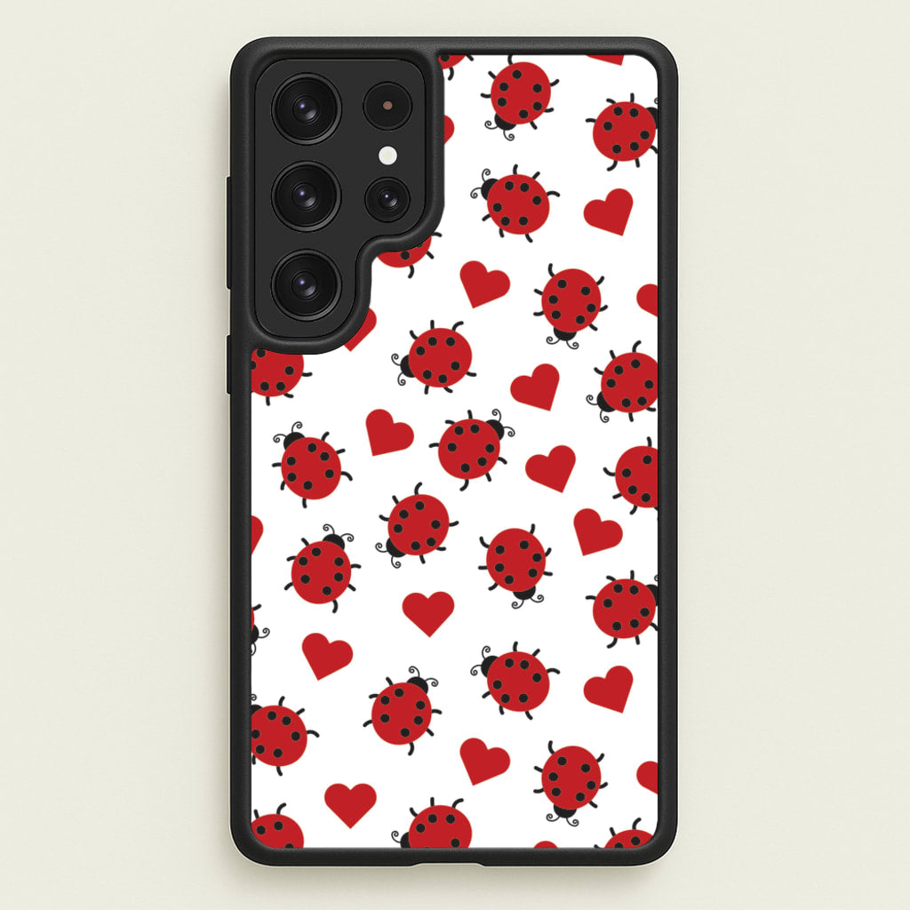 Ladybugs And Hearts Pattern - Patterns Phone Case for Galaxy S22 Ultra