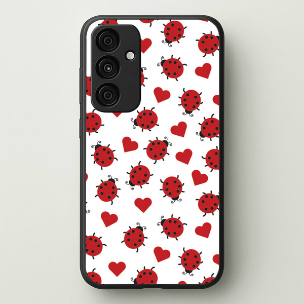 Ladybugs And Hearts Pattern - Patterns Phone Case for Galaxy A35