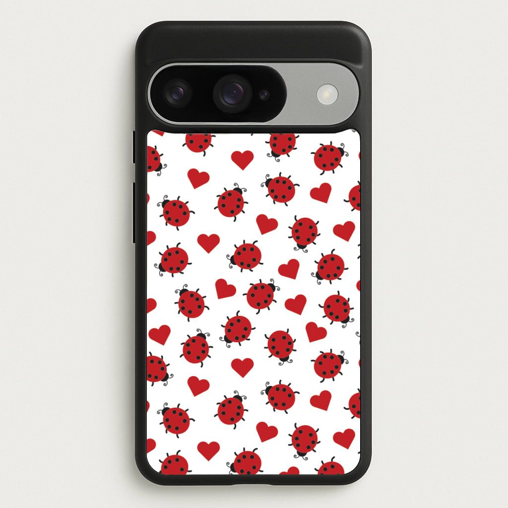 Ladybugs And Hearts Pattern Phone Case for Google Pixel 10 / 10 Pro