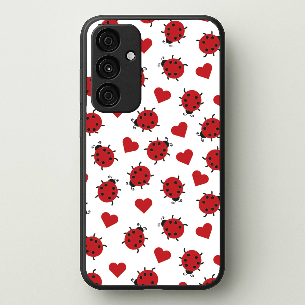 Ladybugs And Hearts Pattern - Patterns Phone Case for Galaxy A55