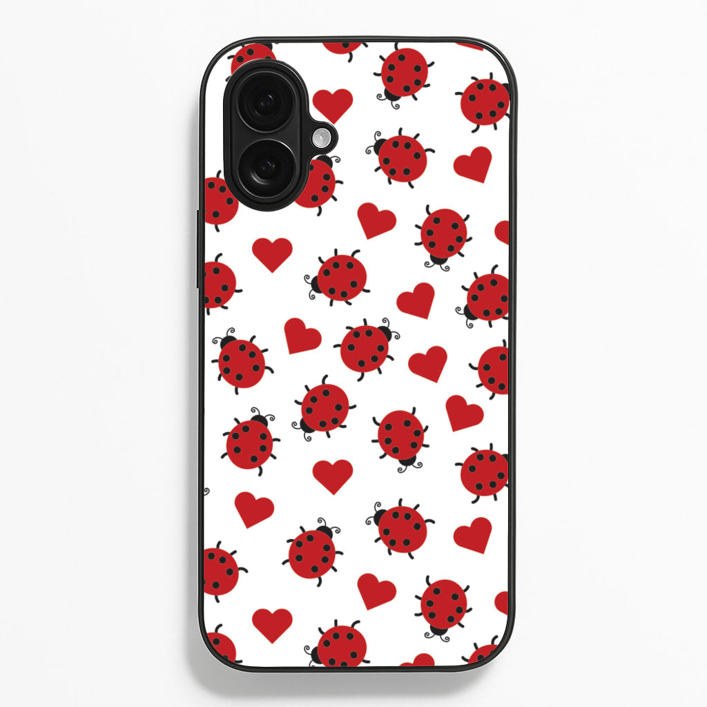 Ladybugs And Hearts Pattern - Patterns Phone Case for iPhone 16 Plus