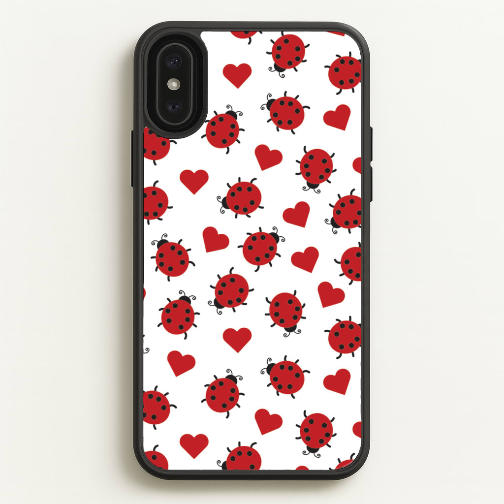 Ladybugs And Hearts Pattern - Patterns Phone Case for iPhone XS Max