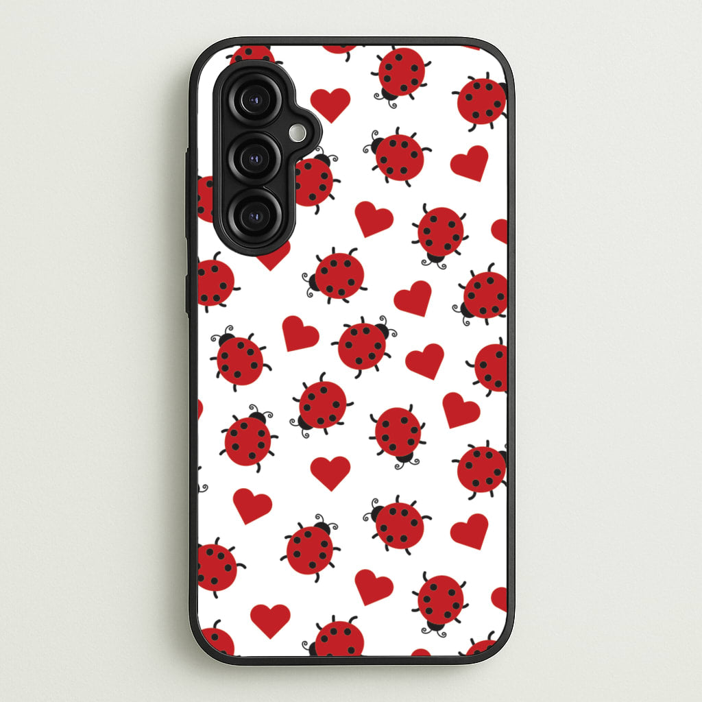 Ladybugs And Hearts Pattern - Patterns Phone Case for Galaxy A14