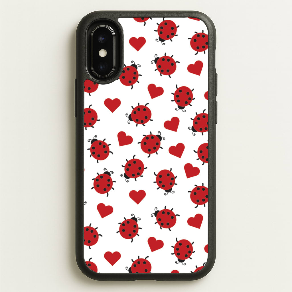 Ladybugs And Hearts Pattern - Patterns Phone Case for iPhone X / XS
