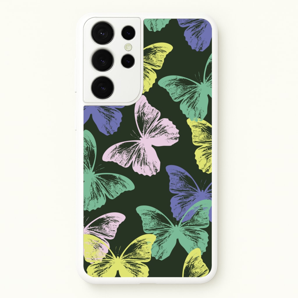 Colourful Butterfly Stamps Pattern - Patterns Phone Case for Galaxy S21 Ultra