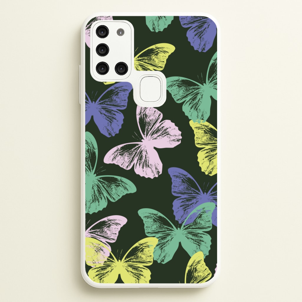 Colourful Butterfly Stamps Pattern - Patterns Phone Case for Galaxy A21s