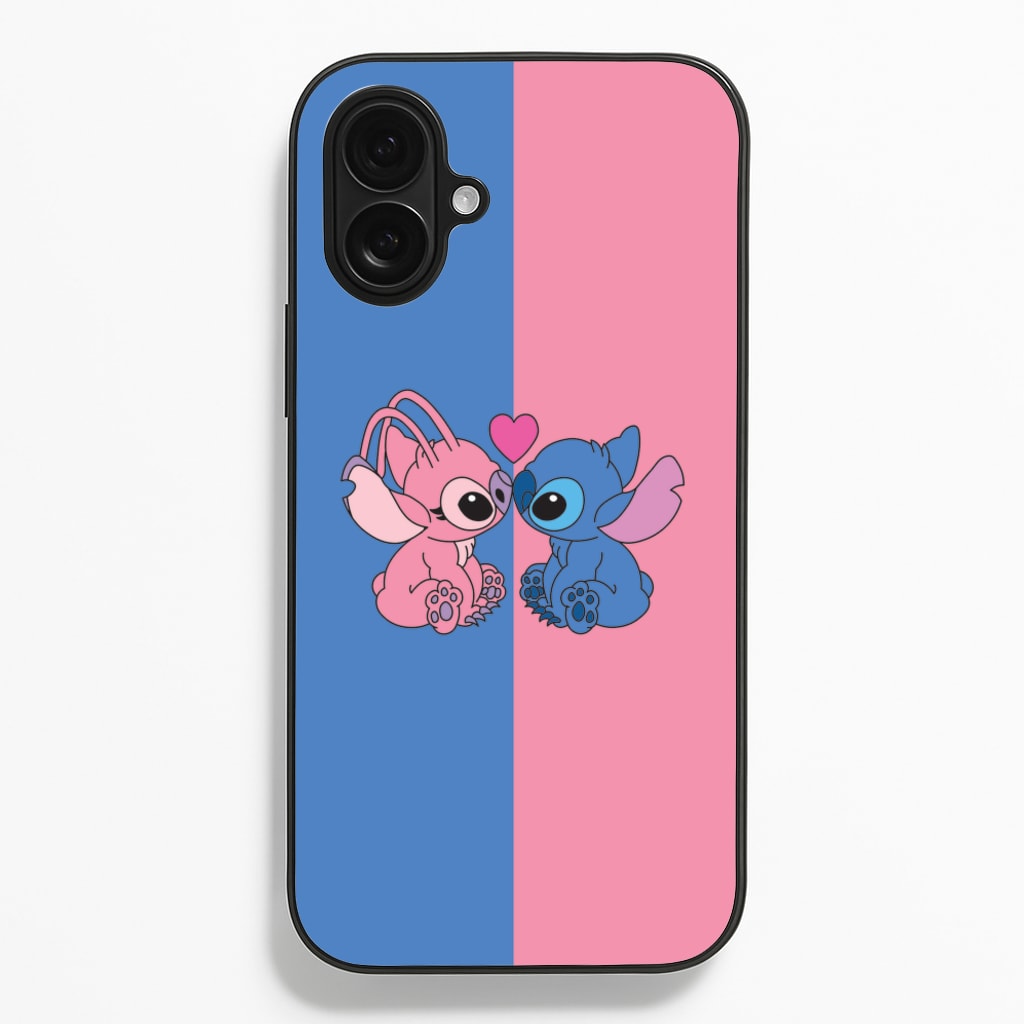Angel And Blue Alien - Pink Alien - Angel Stitch Phone Case for iPhone 16 Plus