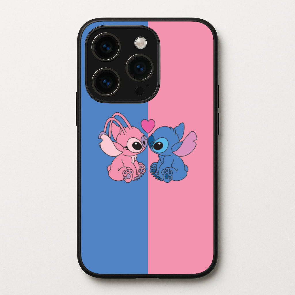 Angel And Blue Alien - Pink Alien - Angel Stitch Phone Case for iPhone 14 Pro Max