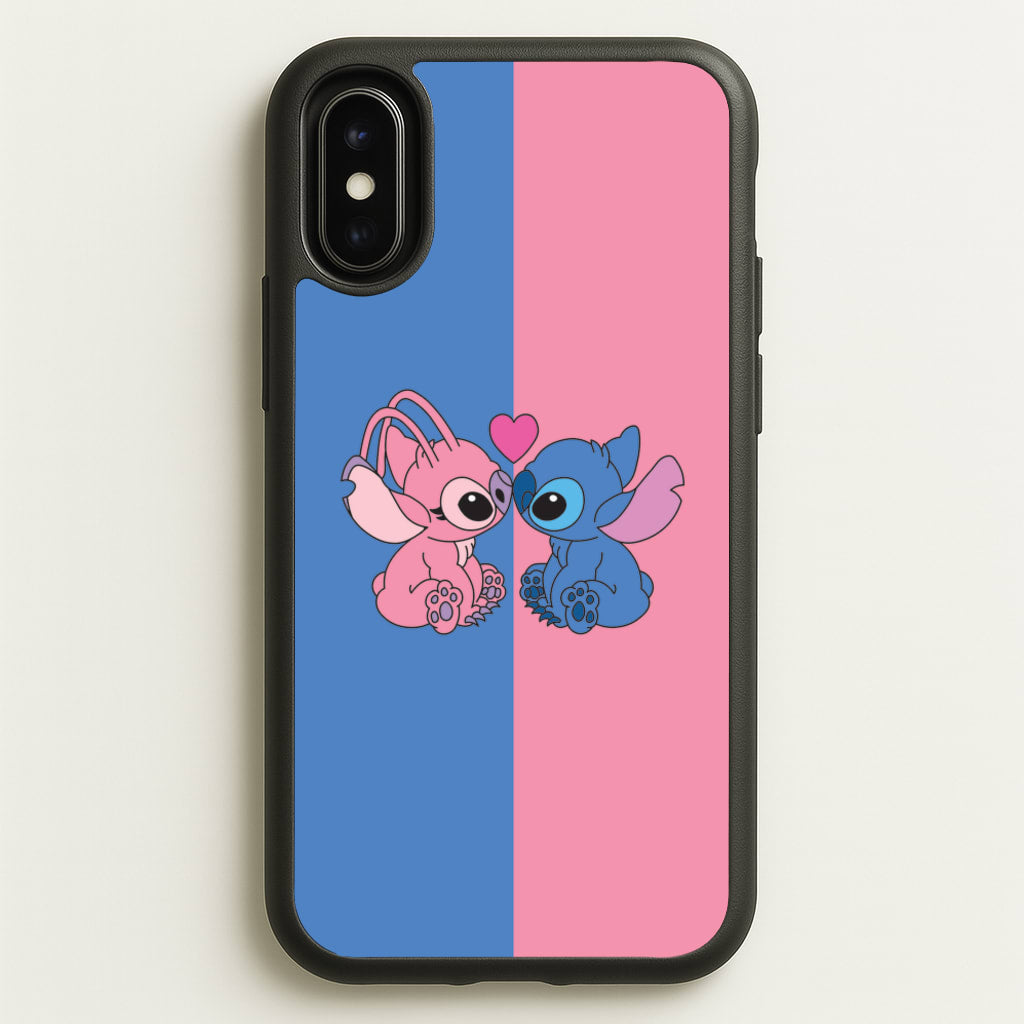 Angel And Blue Alien - Pink Alien - Angel Stitch Phone Case for iPhone X / XS