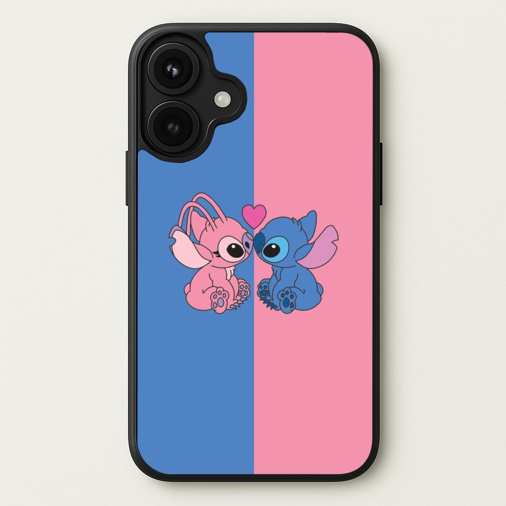Angel And Blue Alien - Pink Alien Phone Case for iPhone 17