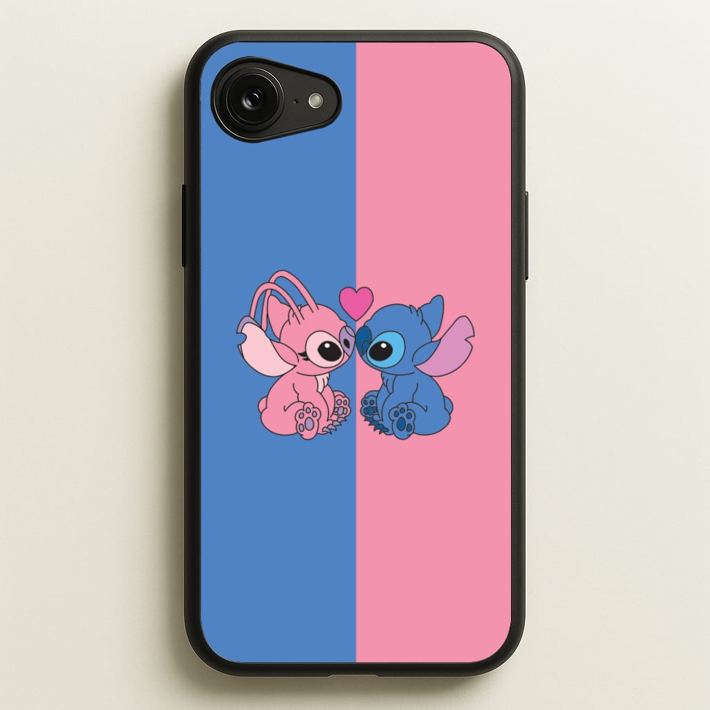 Angel And Blue Alien - Pink Alien - Angel Stitch Phone Case for iPhone 16e