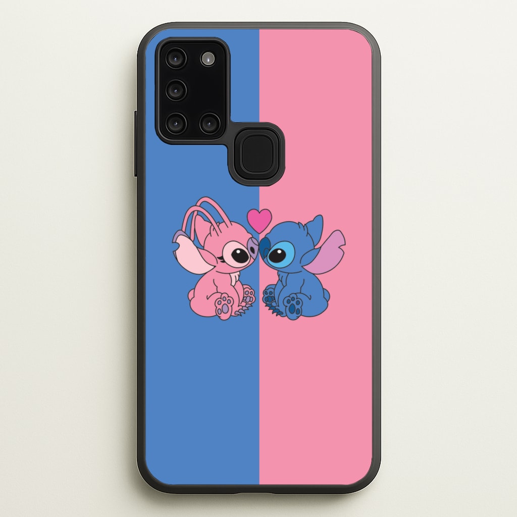 Angel And Blue Alien - Pink Alien - Angel Stitch Phone Case for Galaxy A21s