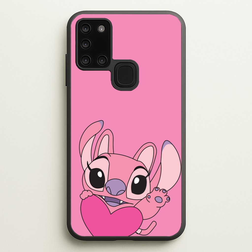 Holding Heart - Pink Alien - Angel Stitch Phone Case for Galaxy A21s