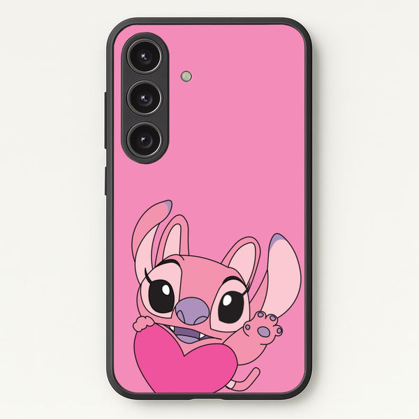 Holding Heart - Pink Alien - Angel Stitch Phone Case for Galaxy S25