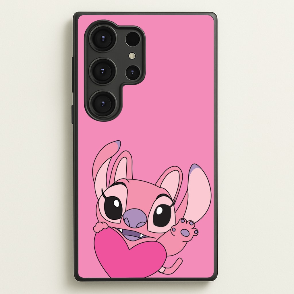 Holding Heart - Pink Alien - Angel Stitch Phone Case for Galaxy S25 Ultra