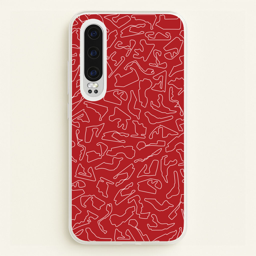 Track Outlines Red - F1 Phone Case for Huawei P30