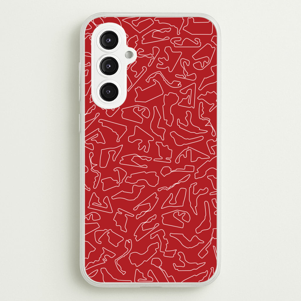 Track Outlines Red - F1 Phone Case for Galaxy S23FE