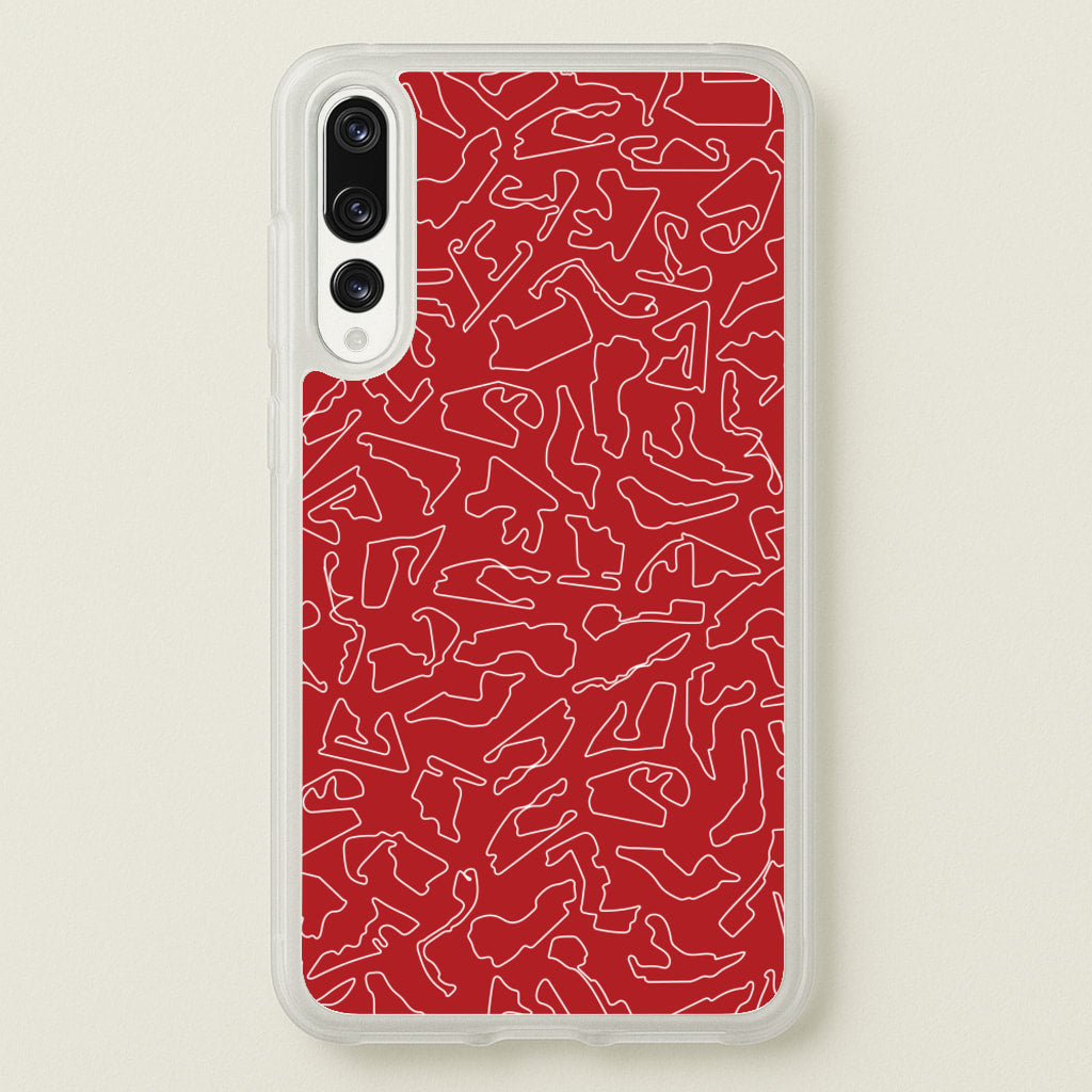 Track Outlines Red - F1 Phone Case for Huawei P20 Pro