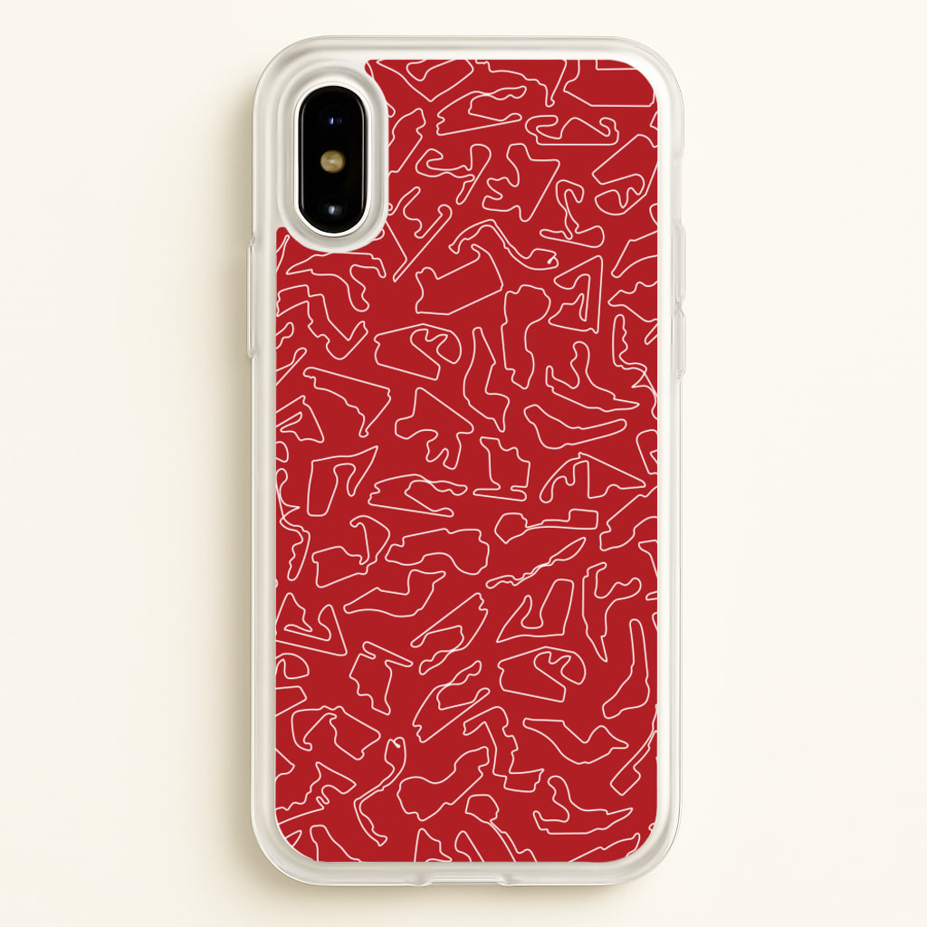 Track Outlines Red - F1 Phone Case for iPhone X / XS