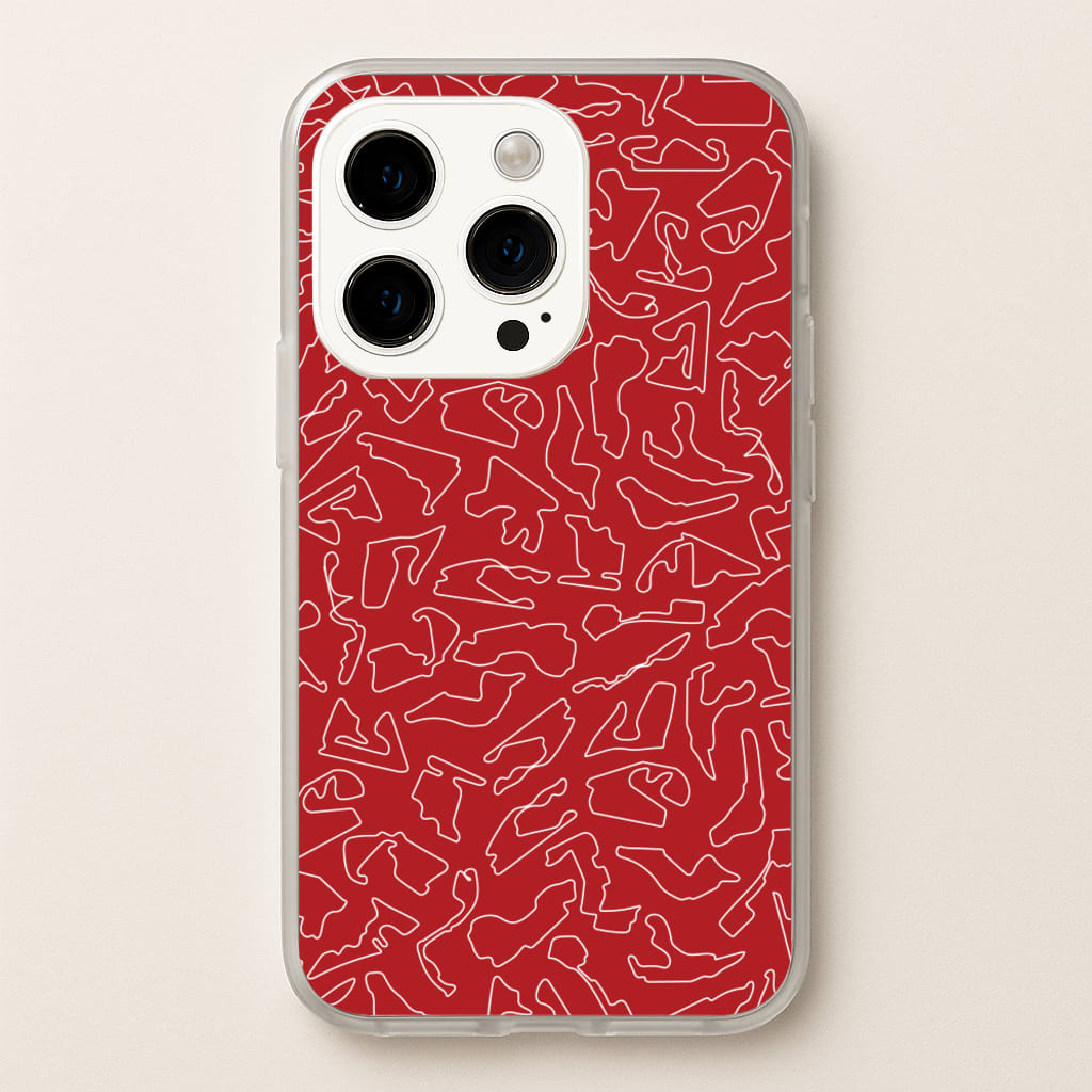 Track Outlines Red - F1 Phone Case for iPhone 15 Pro