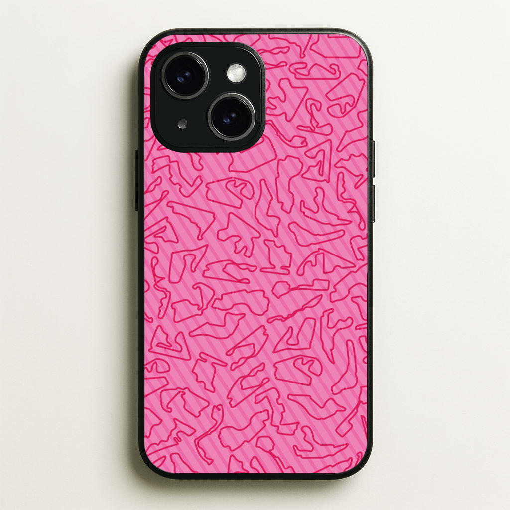 Track Outlines Pink - F1 Phone Case for iPhone 14