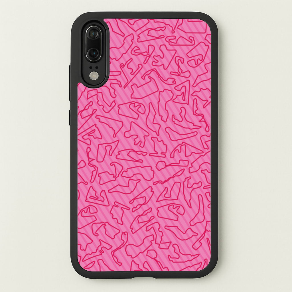 Track Outlines Pink - F1 Phone Case for Huawei P20