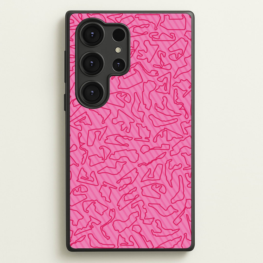 Track Outlines Pink  - F1 Phone Case for Galaxy S25 Ultra