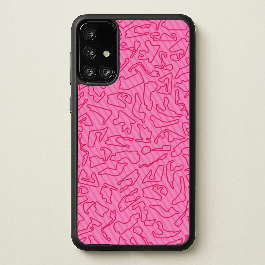 Track Outlines Pink - F1 Phone Case for Galaxy A71