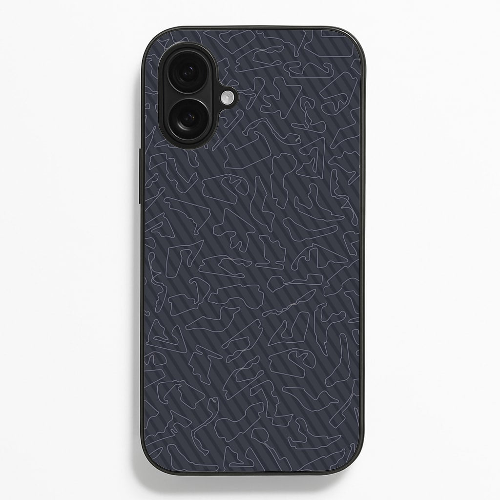 Track Outlines Gray - F1 Phone Case for iPhone 16 Plus