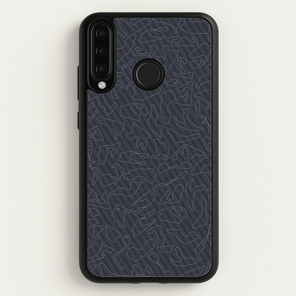Track Outlines Gray - F1 Phone Case for Huawei P30 Lite