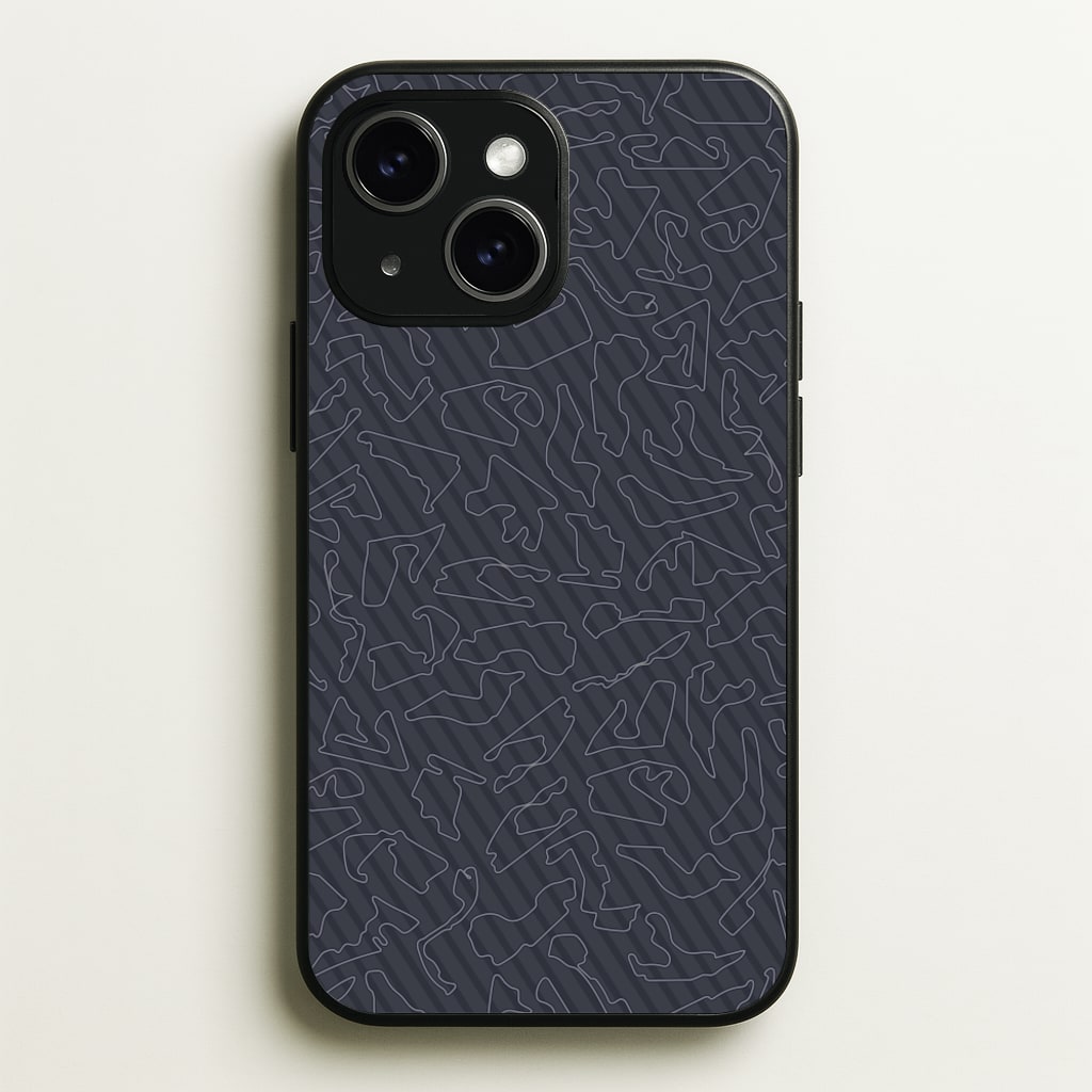 Track Outlines Gray - F1 Phone Case for iPhone 15 Plus