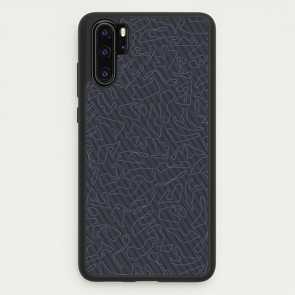 Track Outlines Gray - F1 Phone Case for Huawei P30 Pro