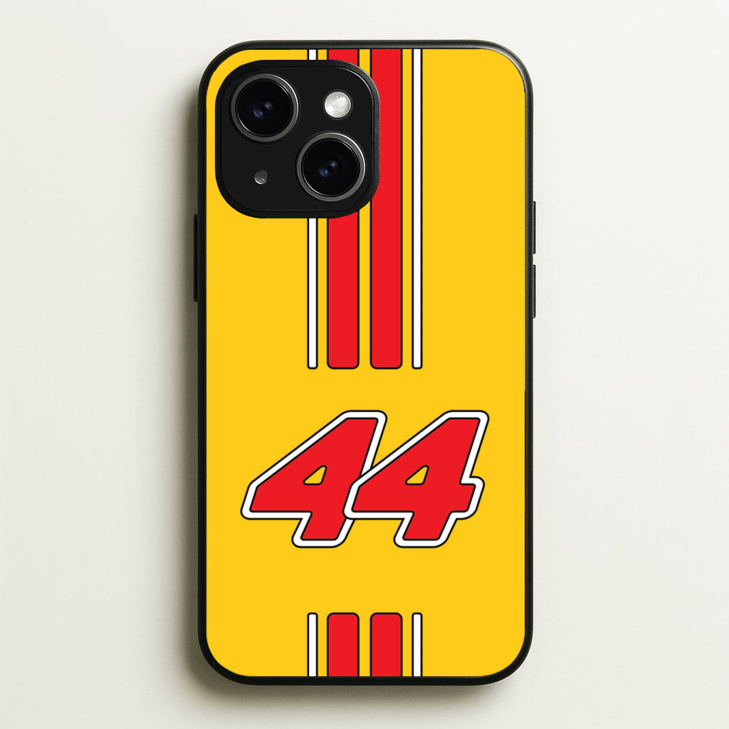 Retro Yellow And Red Hamilton - F1 Phone Case for iPhone 15 Plus